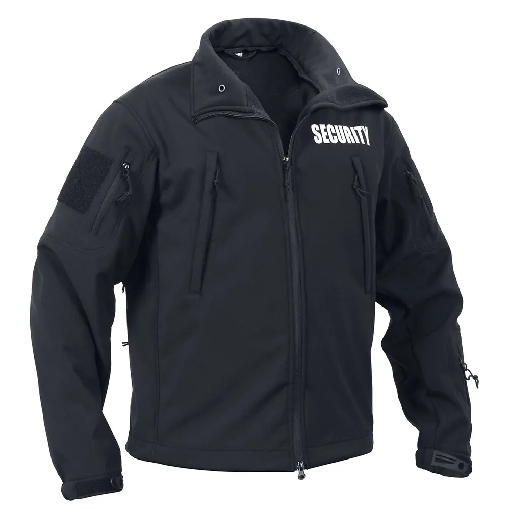 Veste de sécurité tactique Softshell imperméable et coupe-vent personnalisée veste de chargeur de garde de sécurité avec logo noir professionnel