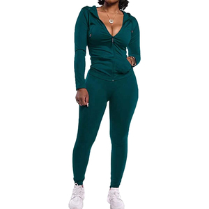 Nouveau Style femmes deux pièces survêtement ensemble à manches longues fermeture éclair à capuche veste avec pantalon de survêtement survêtement ensemble d'entraînement personnalisé 2025 - Product Image 4