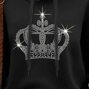 Sudadera con Capucha de Alta Calidad Personalizada con Pedrería, 100% Algodón, para Hombre y Mujer, Manga Larga, Estilo Urbano, con Logotipo Frontal, para Invierno - Product Image 4