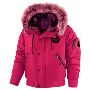 Veste d'hiver en laine noire pour homme, manteau décontracté à simple boutonnage avec logo brodé, capuche en fausse fourrure et plusieurs poches - Product Image 4