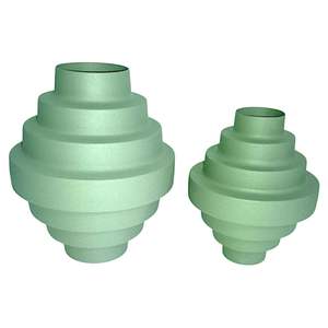 Nordic Minimalist Ribbed Flower <b>Vase</b> Unique Geometric Matte Green Metal <b>Vase</b> for Aesthetic Home <b>Decoration</b> Metal Flower <b>Vases</b> - Product Image 1