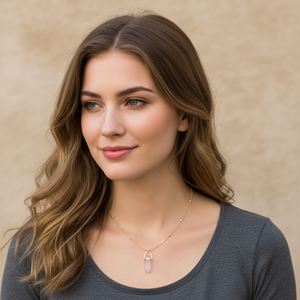 Collier tendance en argent sterling avec pierre de quartz rose, serti, en forme de balle, plaqué rhodium, chaîne à billes, pour les mariages, les fêtes et les fiançailles - Product Image 4