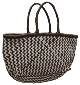 Lightweight Durable Eco-Friendly Handwoven Tote Bag <b>Leather</b> <b>Strip</b> Pattern Handmade Genuine <b>Leather</b> Lining Braided Handles - Product Image 1