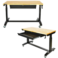 Banc de travail convertible réglable en hauteur de 117 cm, bureau assis-debout moderne silencieux avec cadre en bois et en métal pour usage commercial