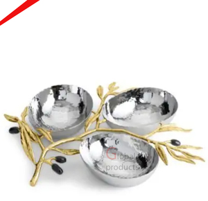 ถ้วยชามโลหะสำหรับรับประทานอาหารเย็นพร้อมดีไซน์เป็นเอกลักษณ์สำหรับบนโต๊ะและห้องครัวดีไซน์ดอกไม้ใหม่ล่าสุด - Product Image 5