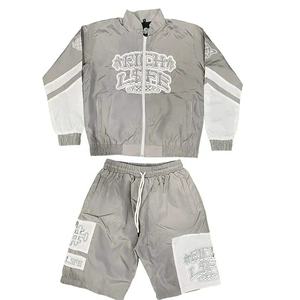 Custom Color Block <b>Men</b> Sets Two Piece <b>Shorts</b> and Jacket Tracksuit Full <b>Zip</b> up Nylon <b>Men's</b> Training Wear Windbreaker <b>Short</b> Set - Product Image 4