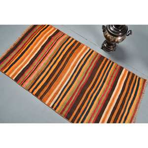 พรมขน2.5x4.9ft สีส้มน้ำตาลแบบทันสมัยดีไซน์ปะต่อทรงสี่เหลี่ยมผืนผ้าแนววินเทจสไตล์ตุรกีใช้ในห้องนอน - Product Image 4