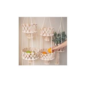 Cesta de almacenamiento de macramé de diseño de interiores, decoración de sala de estar para dormitorio exterior, accesorios para el hogar, gran capacidad, precio barato - Product Image 3