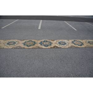 Alfombra clásica Beige azul Floral Vintage turca de área grande 2,4X25,6 pies Material de lana Patchwork de látex para sala de estar pasillo para - Product Image 3