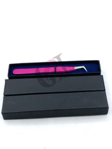 Haute Qualité Rose Foncé Poudre Revêtement Fibre Nano Pointe Botte Volume En Acier Inoxydable Extension De Cils Pince À Épiler Instruments De Beauté - Product Image 4