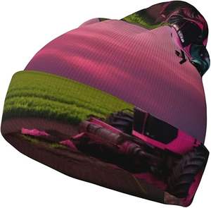 Chapeau en tricot unisexe élégant à imprimé grenouille, bonnet chaud d'hiver à revers sans bord, noir pour hommes et femmes - pour les voyages - Product Image 5