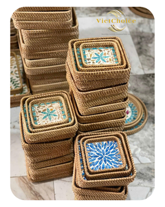 VietChoice plateau en rotin haut mosaïque artisanat plats et assiettes écologiques prix de gros OEM ODM du Vietnam - Product Image 6