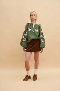 Vente chaude ethnique Vintage paysan broderie robe mexicaine 100% coton en gros prix usine bleu large col en v tunique robe - Product Image 4