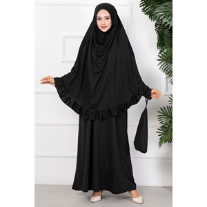 Robe de Prière Hijab à Volants Noir - Product Image 2