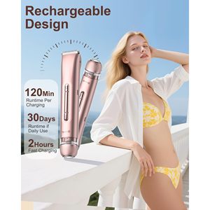 Depiladora Eléctrica Recargable 2 en 1 para Mujer, Resistente al Agua, con Cuchillas de Cerámica Reemplazables para el Área del Bikini y Axilas - Product Image 4