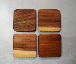 Sous-verres en bois naturel rond carré rond en résine de bois naturel pour boissons, vente en gros - Product Image 2