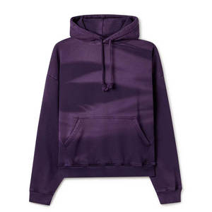 Sweat à capuche violet personnalisé, effet délavé, vieilli, avec logo graphique en strass, délavé au soleil, en molleton bouclette pour homme - Product Image 1