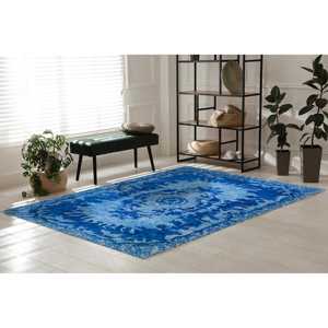 Alfombra Estampada de Estilo Persa Étnico, Alfombra Azul con Medallones, Decoración para Sala de Estar, Alfombra Suave No Tejida - Product Image 3