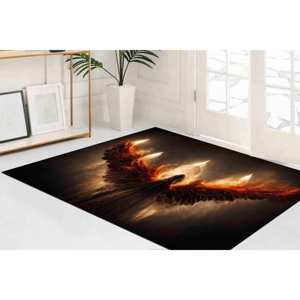 Tapis imprimé : Ange noir Lucifer avec des ailes de feu lumineuses, tapis en chenille - Product Image 4