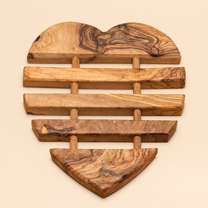 Dessous de plat en bois en forme de coeur Dessous de plat Pot en bois naturel Décor en bois rustique Marchandises pour la maison Coussin chauffant Porte-pot Dessous de plat - Product Image 5