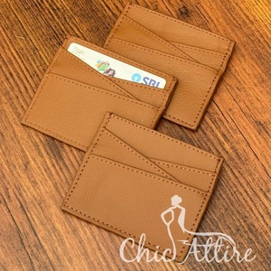 กระเป๋าสตางค์ใส่บัตรเครดิตนามบัตรหนังแท้สำหรับผู้ชายและผู้หญิงมีช่องด้านหน้าแบบเรียบง่าย - Product Image 1