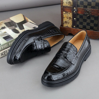 Chaussures habillées pour hommes 100 % cuir de crocodile, antidérapantes, durables, pour affaires, décontractées, mariage, élégantes et polyvalentes