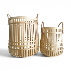 Panier à linge en bambou - Panier de rangement naturel pour chambre à coucher, salle de bain, chambre d'enfant - Product Image 1