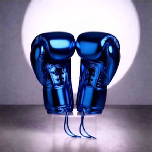 Gants d'entraînement professionnels en cuir métallisé irisé avec fermeture à lacets et rembourrage en mousse multicouche pour le sparring - Product Image 2