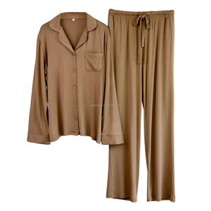 OEM Logo personnalisé Vente en gros Pyjama en modal de haute qualité Pyjama pour femmes Tenues de nuit pleine longueur - Product Image 1