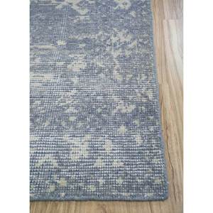 Alfombra de Lana Azul Erbe Anudada a Mano, Geométrica, 3D, Rectangular, Abstracta, para Sala de Estar, Alfombra Trenzada Hecha a Mano - Product Image 4