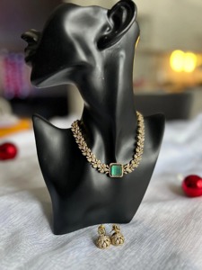 เครื่องประดับเจ้าสาวอเมริกันเซอร์คอน สแตนเลสชุบโรเดียม คุณภาพสูง สำหรับเจ้าสาว งานเทศกาล ลุคแต่งงานแบบอินเดียดั้งเดิม - Product Image 4