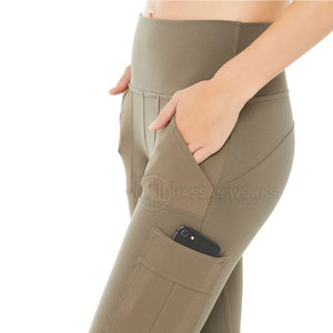 Leggings pour femmes de haute qualité, taille élastique personnalisée, respirants, en spandex/nylon, couleur unie, séchage rapide, longueur totale - Product Image 4