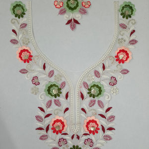 Patch de col en filet brodé de style nuptiale avec paillettes brillantes pour robe de mariée blouse saree kurti décolleté vêtements de mode - Product Image 1