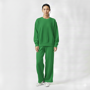 Conjunto de Sudadera Oversize de Forro Polar Sólido y Pantalones Anchos para Mujer, Ecológico, de Dos Piezas, Ropa Casual y Cómoda para el Hogar - Product Image 1