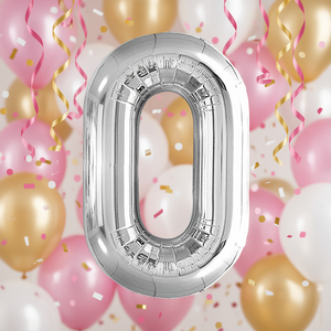 Ballon d'amour pour fête, numéro argenté, 100 cm, sac de 12 pièces - Product Image 3