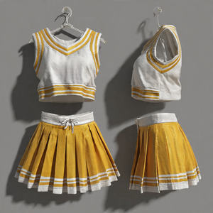 Cheerleader Uniform <b>Long</b> Sleeve Dance Cheerleading <b>Skirts</b> with Rhinestone 100% Polyester Printed Cheerleader Uniforms - Product Image 4