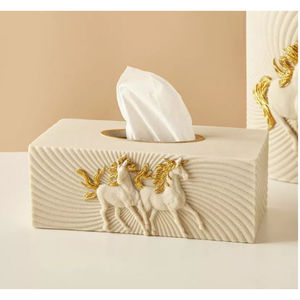 Portapañuelos Decorativo con Relieve de Caballo Clásico, Caja de Pañuelos de Metal de Primera Calidad, Accesorios para Servilletas de Mesa para Suministros de Hotel - Product Image 3