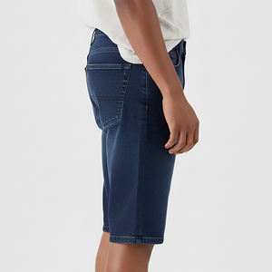 Shorts en jean d'été premium pour homme, coupe slim, style urbain, éco-responsable, vêtements de travail, bleu vintage uni - Product Image 3