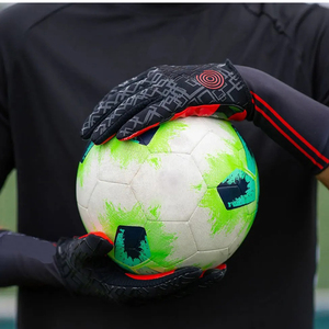 Gants de gardien de but de football pour enfants en gros, cuir allemand professionnel, sangle de poignet réglable, fermeture éclair antidérapante, doigts - Product Image 3