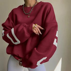 Sweat-shirts à capuche en molleton de coton de haute qualité pour femmes, taille plus, épaules tombantes, broderie de lettres sur toute la surface, logo sur le devant, hiver - Product Image 2