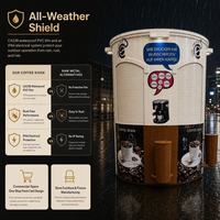 Kiosque alimentaire rond, kiosque à café mobile, stand de vente extérieur à double fenêtre, stand de café pop-up, chariot de concession au design personnalisé
