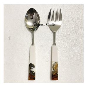 ชุดเซ็ตสลัดพร้อมที่จับหินอ่อนเครื่องมือ18/8สลัดเครื่องครัวช้อนเสิร์ฟสลัดส้อม - Product Image 3