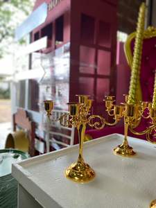 Centres de table pour mariages, chandelier en métal de décoration, chandelier conique, bougeoir de luxe en or - Product Image 4