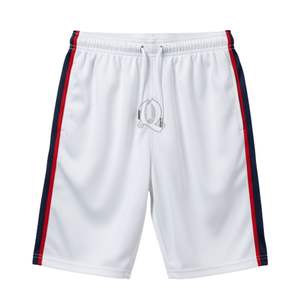 Shorts de Floorball Blancs en Gros avec Bandes Latérales Bleu Marine et Rouge, Légers en Polyester, Vêtements de Sport Unisexe pour l'Entraînement - Product Image 2