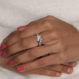 Sterling <b>Silver</b> Romantic Engagement <b>Ring</b> with Twisted <b>Band</b> Design Princess Cut Diamond Sterling <b>Silver</b> IGI Certified - Product Image 4