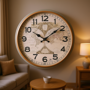 นาฬิกาแขวนผนังรูปแผนที่โลก JUSTAMINUTE สีเบจ ขนาด 30 ซม. รุ่น 21559 - Product Image 3