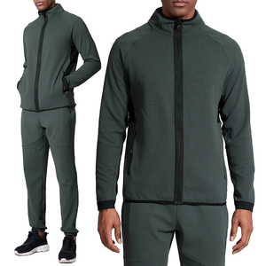 Conjunto informal de dos piezas para correr para hombre, pantalones de chándal de algodón Pima 100%, chándales transpirables de patrón sólido para invierno - Product Image 1