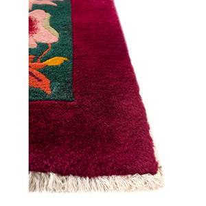 Tapis en laine noués à la main Aalam, motif floral et abstrait rouge et orange, 9x12 rectangulaire, pour entrée et salon Pae-5451 - Product Image 4