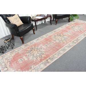 Tapis Patchwork Beige Orange Classique 3.7X12.7 pieds Laine Turque Viscose Fourrure Couloir Rectangulaire pour Entrée Salon Latex - Product Image 5