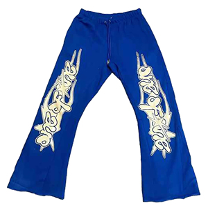 Flare Sweat Pants Custom Streetwear 100% algodón French Terry Vintage Print Distressed Acid Wash Flare Sweatpants Hombres - Product Image 3